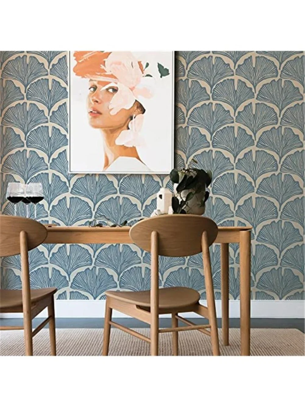 Blue Ginkgo Peel And Stick Wallpaper Removable Self Adhesive Wall Decor Floral